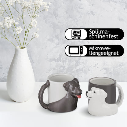 3D Hunde Tassen 2er Set 300 ml