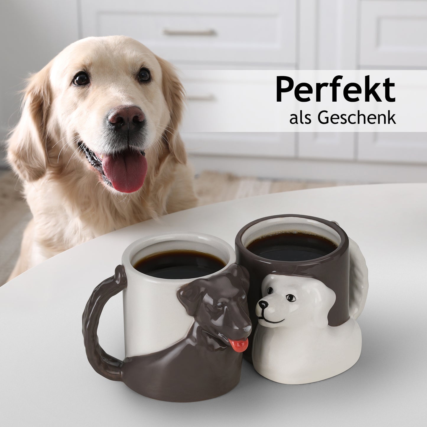 Hunde Keramik Tasse 300 ml / 3D Tassen Set