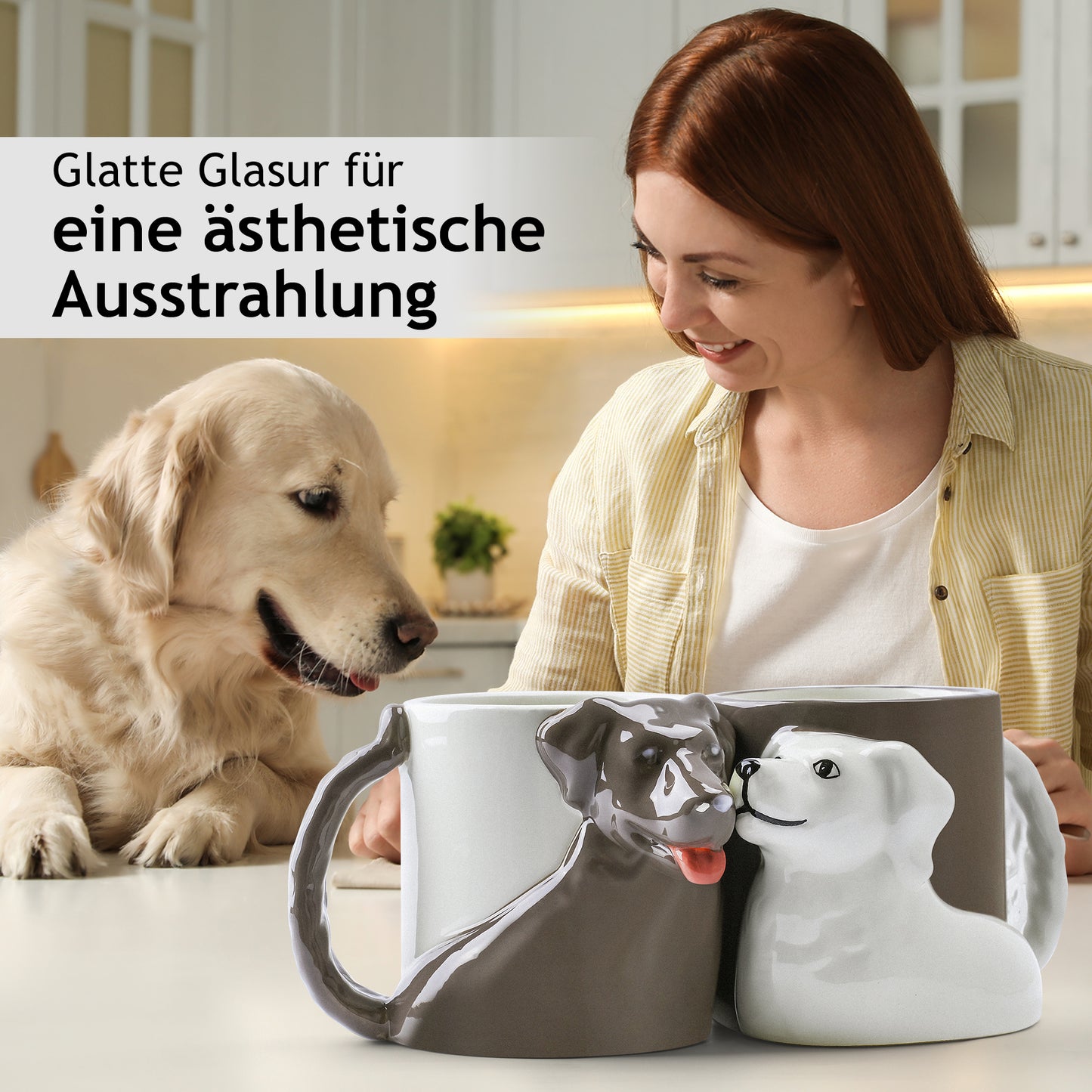 3D Hunde Tassen 2er Set 300 ml