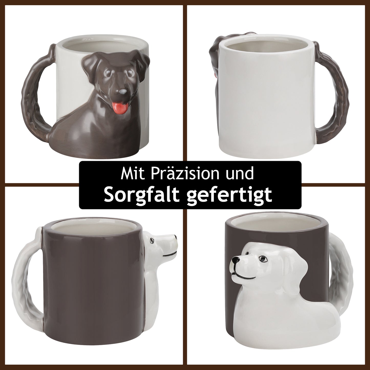3D Hunde Tassen 2er Set 300 ml