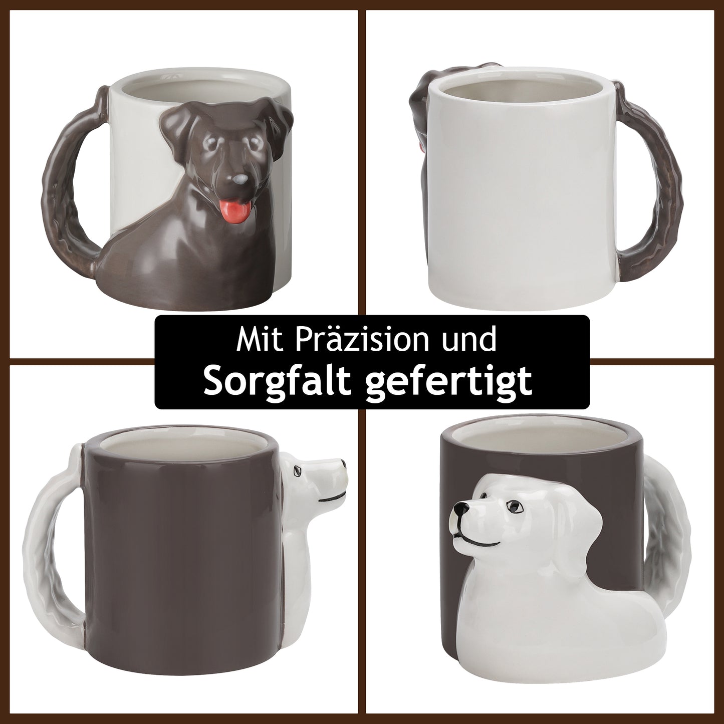 Hunde Keramik Tasse 300 ml / 3D Tassen Set