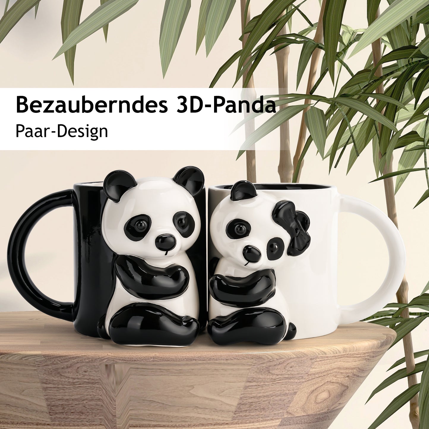 3D Panda Tassen 2er Set 400 ml
