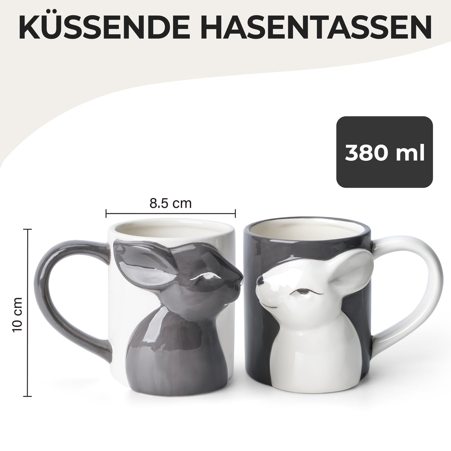 3D Hasen Tassen 2er Set 380 ml