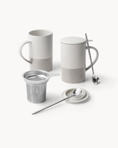 Teetassen Set mit Siebeinsatz und Deckel 2er Set 500 ml