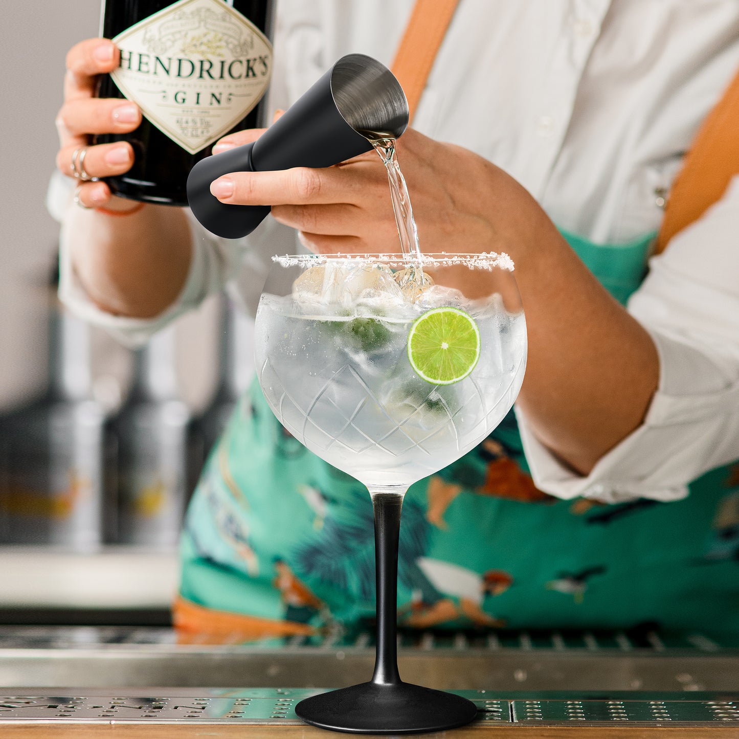 Gin Gläser Crystaluna 2er Set 650 ml mit Messbecher und Rührlöffel