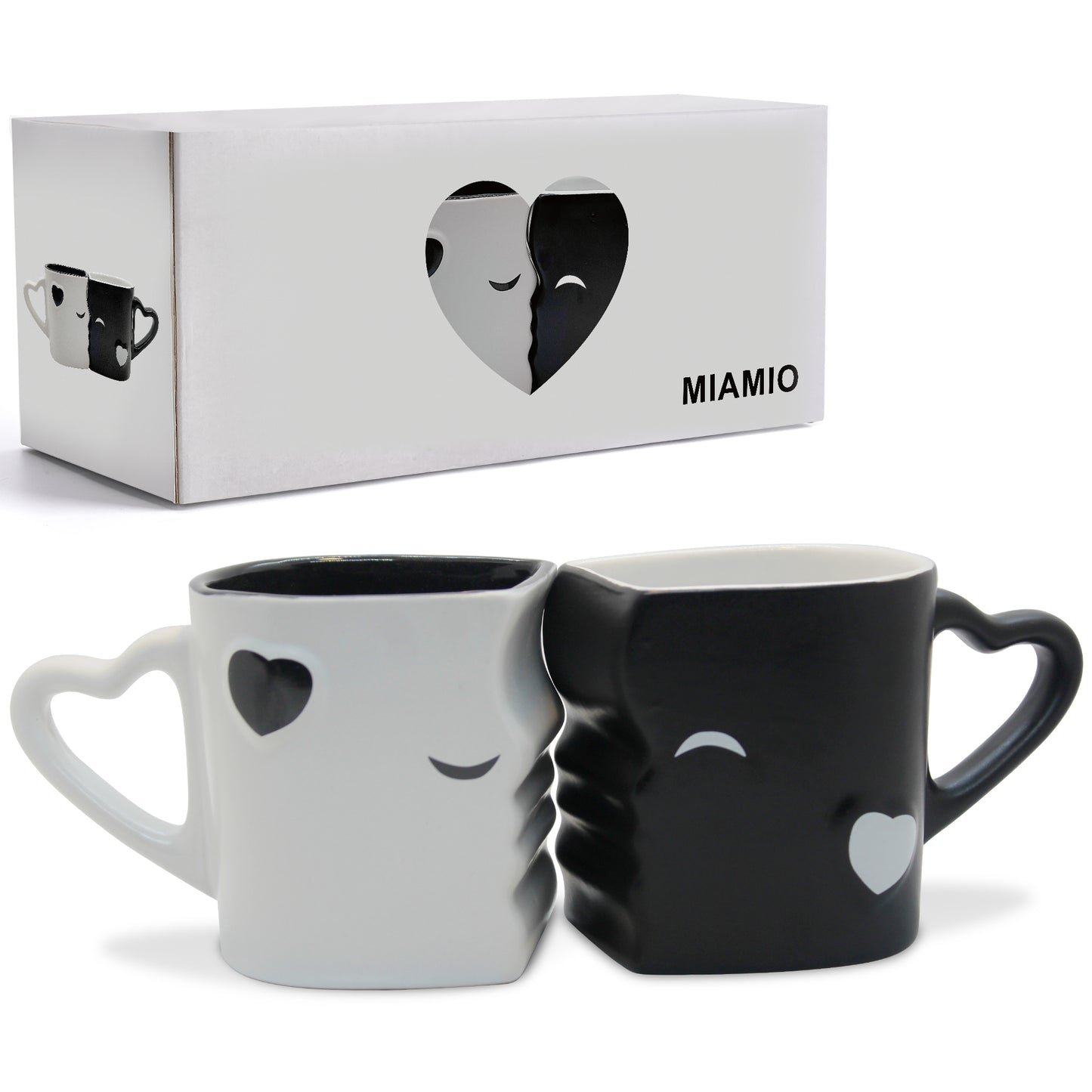 MIAMIO - Kaffeetassen Küssende Tassen Set Geschenk / Weihnachten Freundin Freund